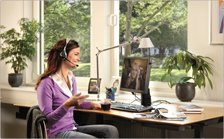 Women Using a Jabra Office Headset